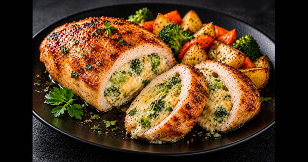 poitrine de poulet farcie brocoli et fromage