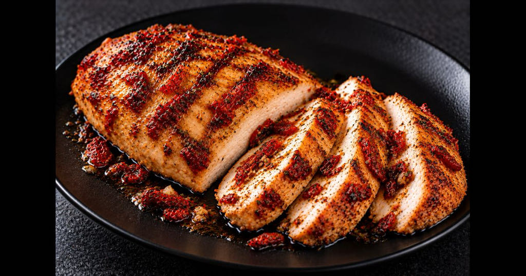 Poitrine de poulet mariné aux tomates séchées